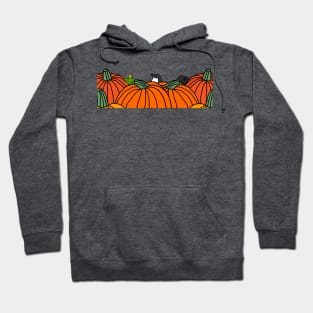 Three Friends Frog Penguin Dog and Pumpkins Hoodie